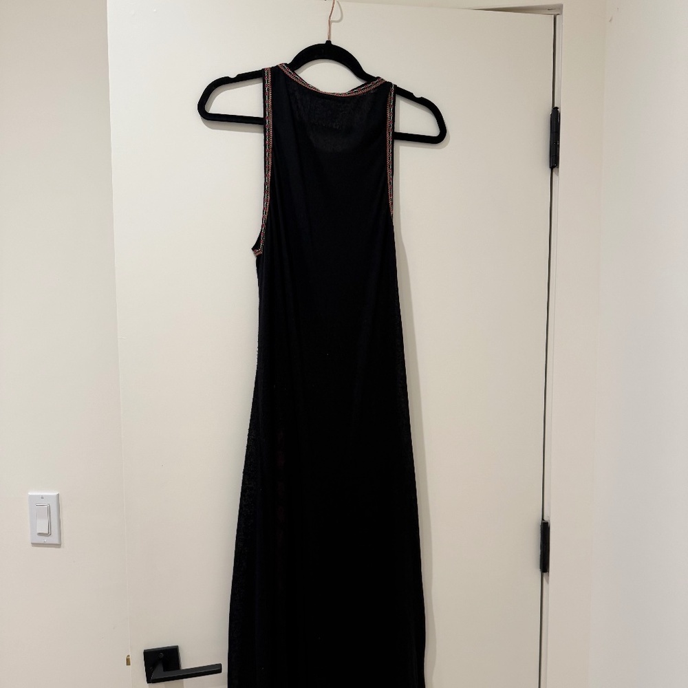 Pitusa Black Tassel Slit Maxi Dress XS/S Resort Beach Cover Up - Picture 5 of 8